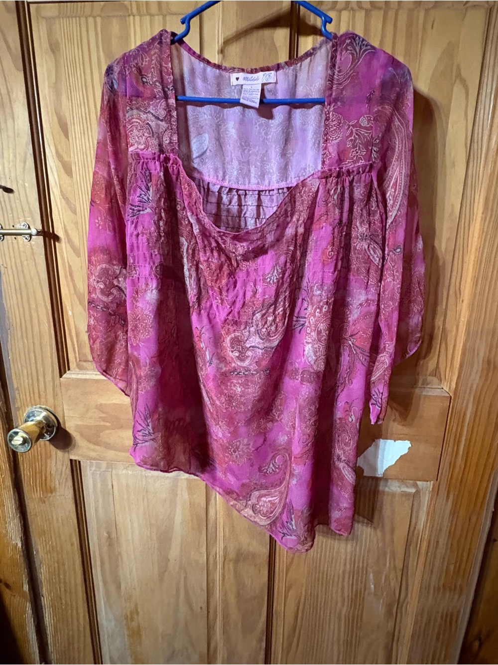 Boho Scoop-Neck Tunic in Pink Paisley